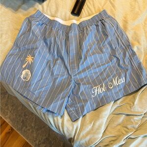 Staykation Blue Striped Swim Shorts